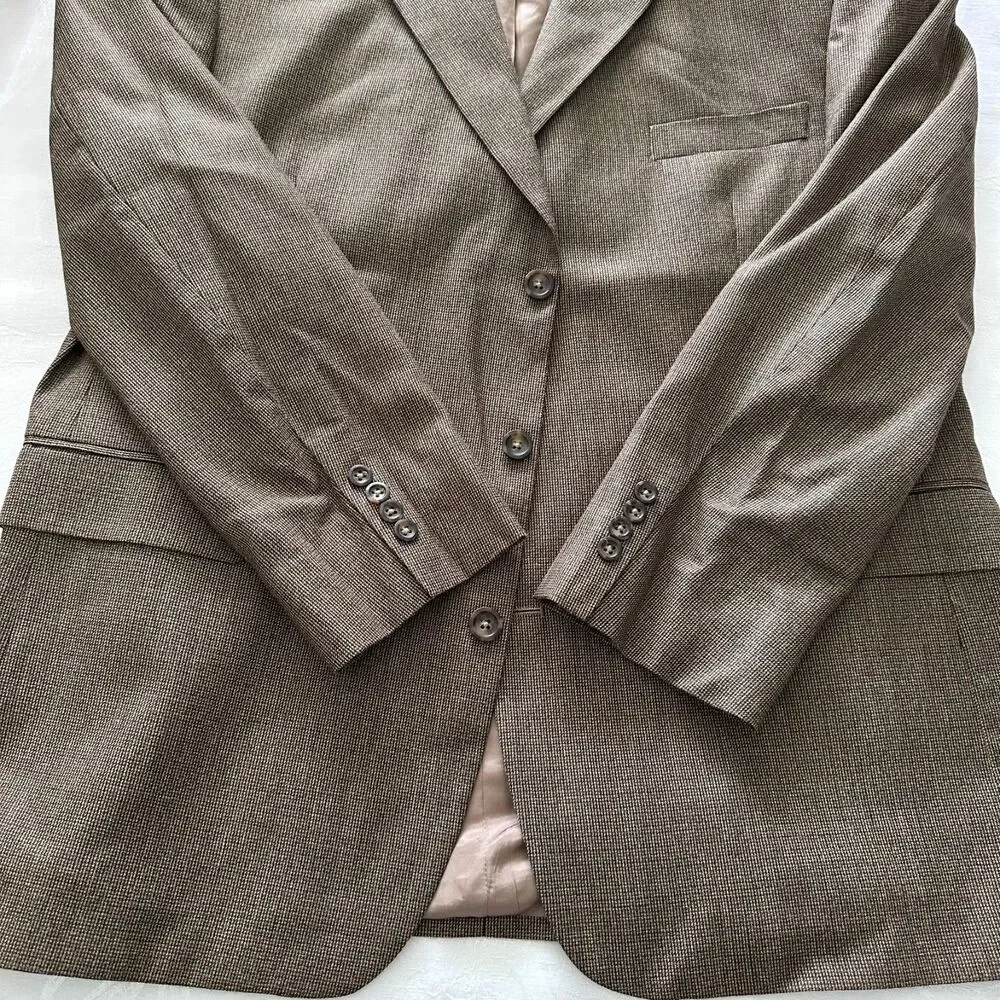 Stafford Sise-46R Mens Sport Coat Blazer Suit Jacket Brown Silk Wool